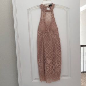 The vintage shop nude pink lace dress
